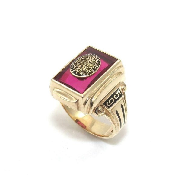 Vintage 10K Yellow Gold 1959 St Anthony's Catholic High School Class Ring Size 9